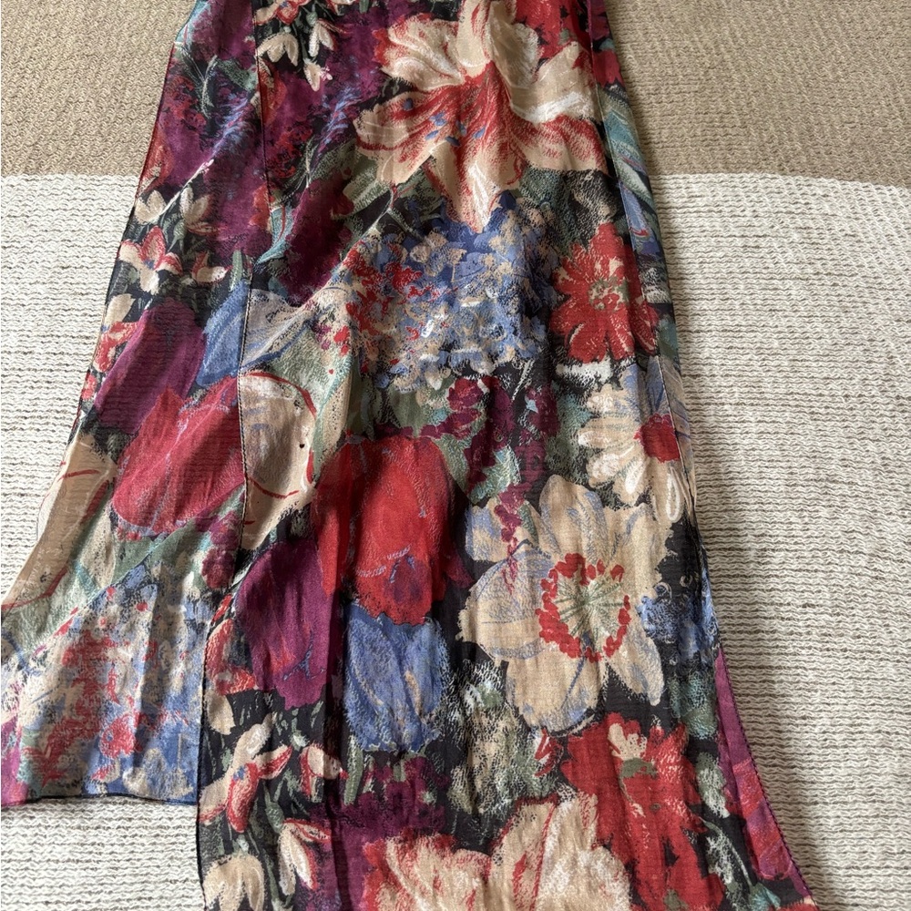Floral Multicolor Lightweight Scarf - Red, Blue & Cream Floral Wrap
